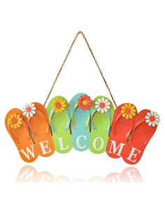 Cartel de Bienvenida Chanclas MACLARONX 40.6x19.1cm Madera