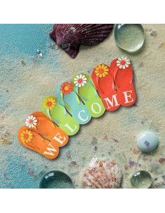 Cartel de Bienvenida Chanclas MACLARONX 40.6x19.1cm Madera 2