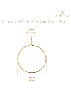 Anillos de Encanto para Copas de Vino BEADNOVA 120pcs Dorado 25mm 2