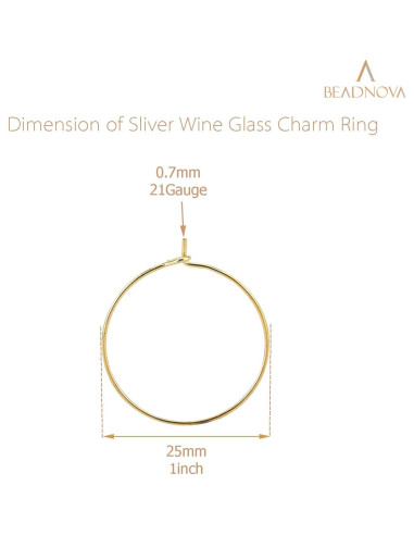 Anillos de Encanto para Copas de Vino BEADNOVA 120pcs Dorado 25mm