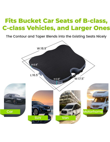 Cojín de Asiento de Espuma de Memoria Dreamer Car QFC040-BK