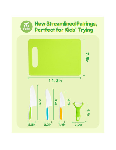 Juego de cuchillos para niños Melican 5 piezas seguro BPA