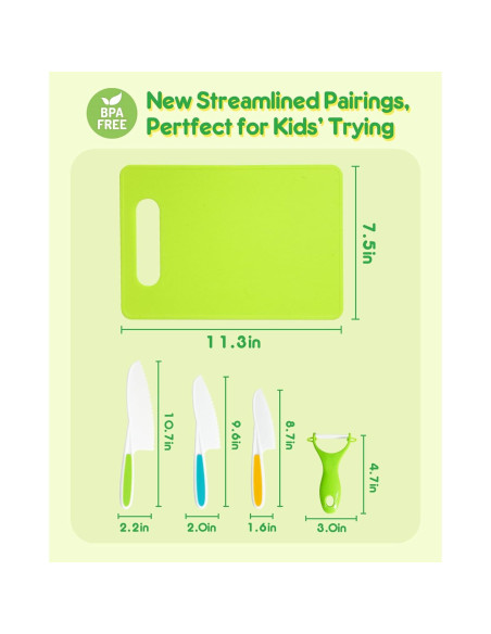 Juego de cuchillos para niños Melican 5 piezas seguro BPA