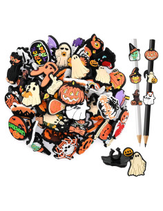 50 Adornos de Lápiz de Halloween Ibuclein - Fantasmas y Calabazas