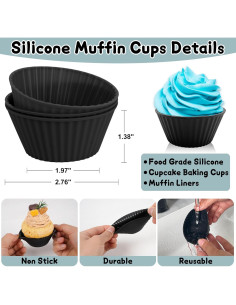 Paquete de 24 forros de silicona Dropower para cupcakes 7 cm 2