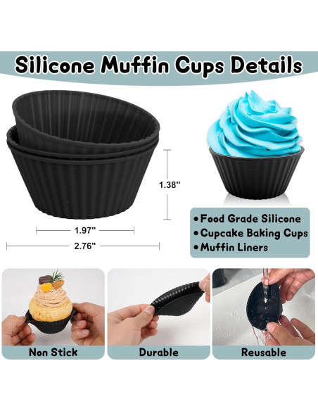 Paquete de 24 forros de silicona Dropower para cupcakes 7 cm