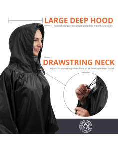 Poncho de Lluvia Arcturus Negro | Nylon Ripstop Impermeable | 137x122cm 2