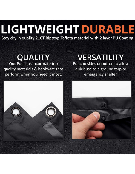 Poncho de Lluvia Arcturus Negro | Nylon Ripstop Impermeable | 137x122cm
