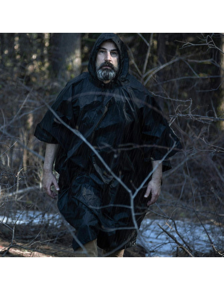 Poncho de Lluvia Arcturus Negro | Nylon Ripstop Impermeable | 137x122cm