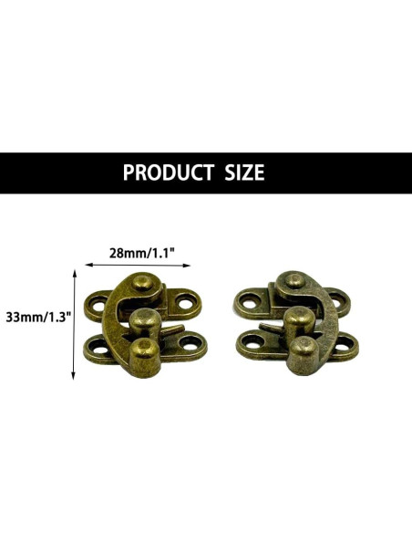 Pestillo de Brazo Oscilante Vintage URIMPAVIDO 33x28mm Bronce