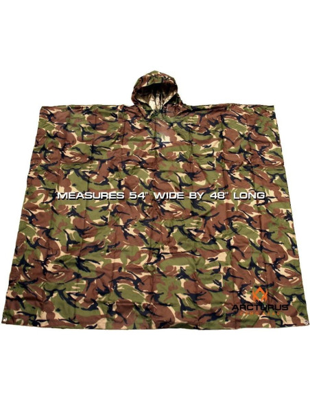 Poncho de Lluvia Arcturus Negro | Nylon Ripstop Impermeable | 137x122cm