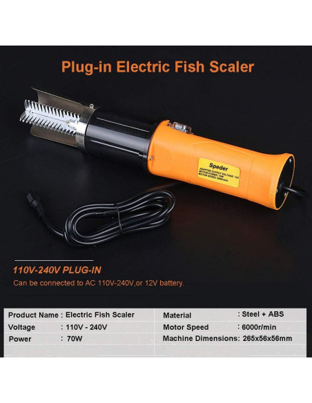 Removedor de Escamas de Pescado Eléctrico Speder 72W Impermeable