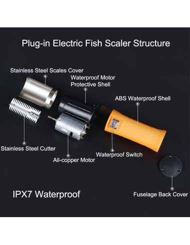Removedor de Escamas de Pescado Eléctrico Speder 72W Impermeable