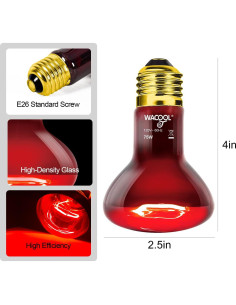 Bombillas de Calor Infrarrojas WACOOL 75W para Reptiles - 2 Paquete 2