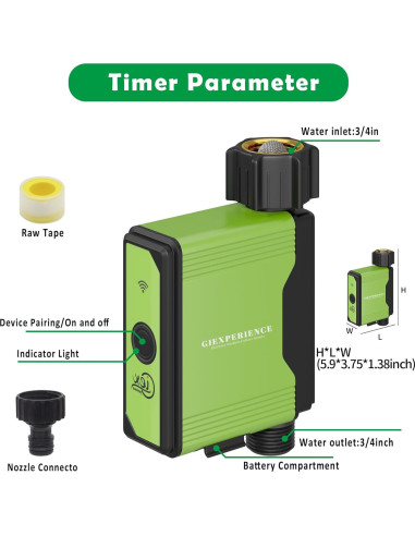 Temporizador de Riego Inteligente GIEX ZIGBEE con Medidor de Flujo