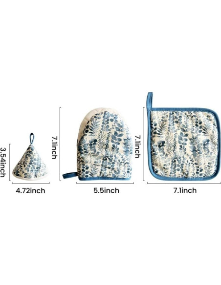 Juego de Manoplas de Horno Genérico 3 Piezas Algodón Lino