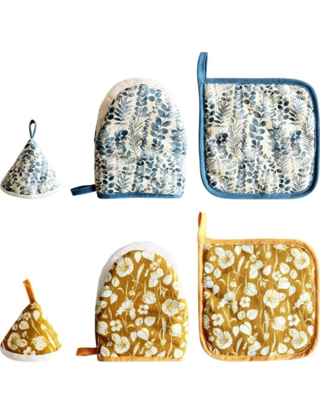 Juego de Manoplas de Horno Genérico 3 Piezas Algodón Lino