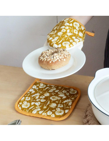 Juego de Manoplas de Horno Genérico 3 Piezas Algodón Lino