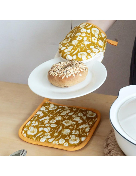 Juego de Manoplas de Horno Genérico 3 Piezas Algodón Lino