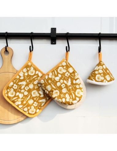 Juego de Manoplas de Horno Genérico 3 Piezas Algodón Lino