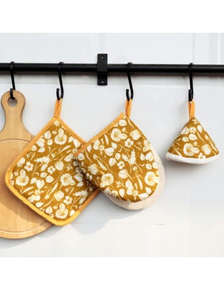 Juego de Manoplas de Horno Genérico 3 Piezas Algodón Lino