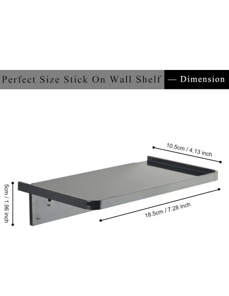 Estante de Pared Flotante JDYOOMI Negro 18.5x10.8cm Duradero