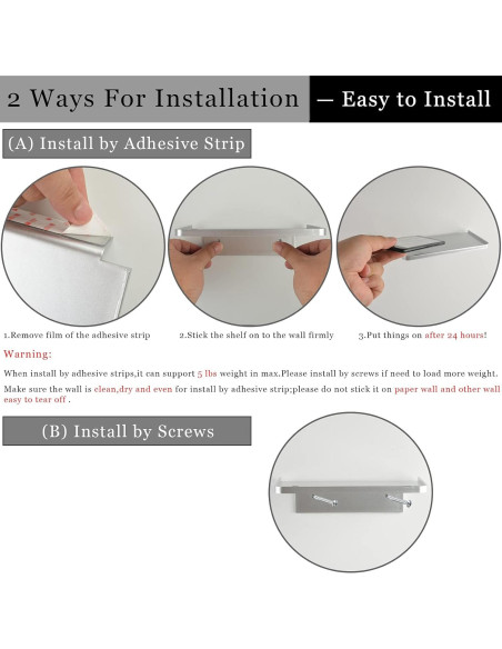 Estante de Pared Flotante JDYOOMI Negro 18.5x10.8cm Duradero