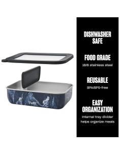Caja Bento S'well Acero Inoxidable 1.77L Mármol Azurita 2