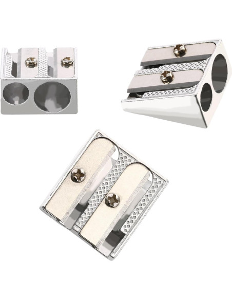 Sacapuntas Manual TecUnite 36 Piezas Aluminio Plata 2 Agujeros