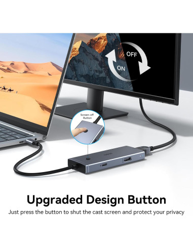 Adaptador USB C a HDMI Dual 4K 60Hz HODO 6 en 1 con 3 USB