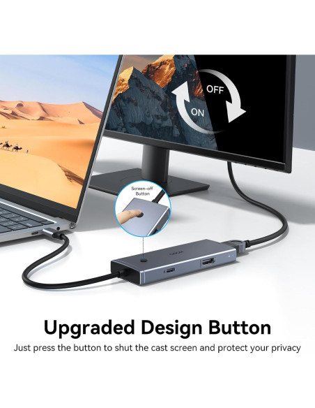 Adaptador USB C a HDMI Dual 4K 60Hz HODO 6 en 1 con 3 USB
