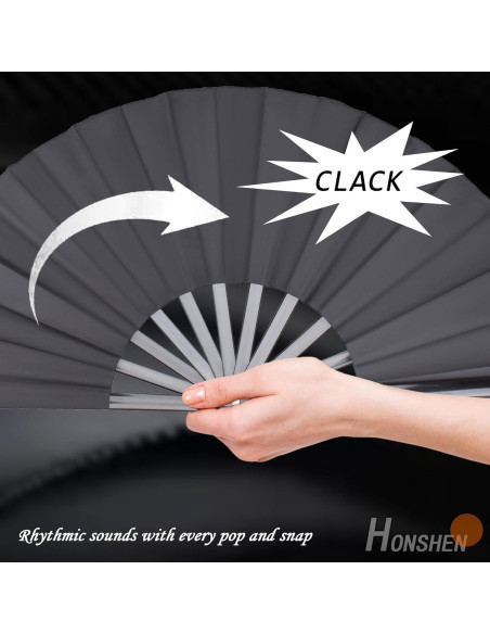 Abanico Plegable Grande HONSHEN 33 cm Negro Artesanal