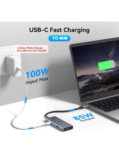 Adaptador USB C a HDMI Dual 4K 60Hz HODO 6 en 1 con 3 USB