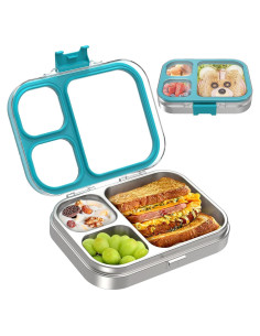 Caja Bento Acero Inoxidable LOHASOK 800ml 3 Compartimentos Azul