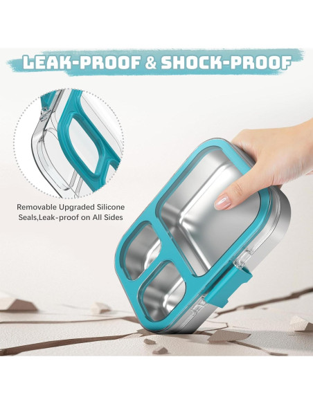 Caja Bento Acero Inoxidable LOHASOK 800ml 3 Compartimentos Azul