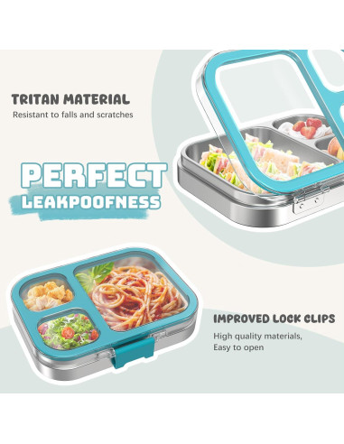 Caja Bento Acero Inoxidable LOHASOK 800ml 3 Compartimentos Azul