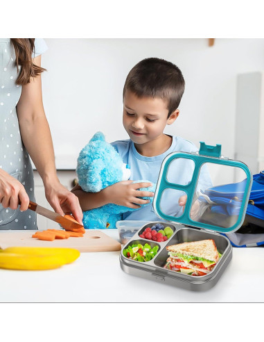 Caja Bento Acero Inoxidable LOHASOK 800ml 3 Compartimentos Azul