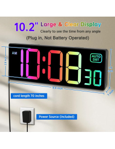 Reloj de Pared Digital Soobest 10.2" RGB con Control Remoto 2