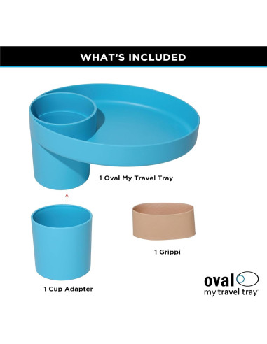 Bandeja de Viaje Ovalada Azul para Soporte de Taza - Hecha en EE. UU.