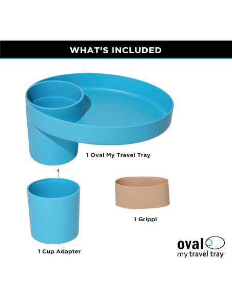 Bandeja de Viaje Ovalada Azul para Soporte de Taza - Hecha en EE. UU.