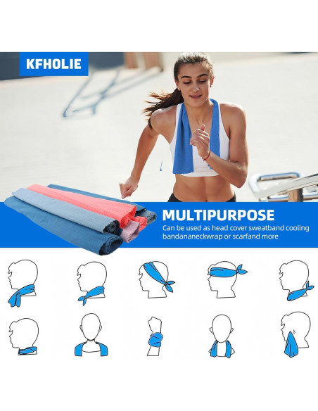 2 Toallas Refrigerantes KFHOLIE 101.6x30.5cm Azul para Deportes