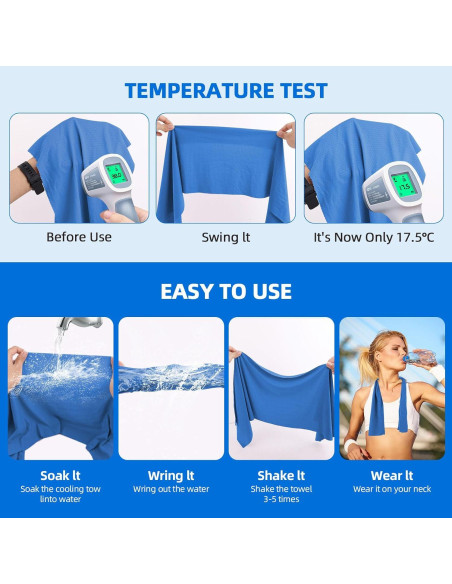 2 Toallas Refrigerantes KFHOLIE 101.6x30.5cm Azul para Deportes