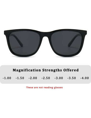 Gafas de sol miopía ALWAYSUV -2.0 negras TR90 unisex