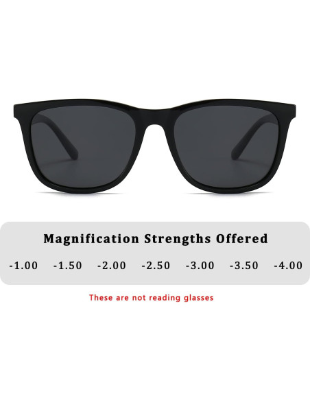 Gafas de sol miopía ALWAYSUV -2.0 negras TR90 unisex