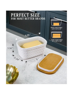 Plato de Mantequilla Cerámica Nucookery con Tapa de Madera 2