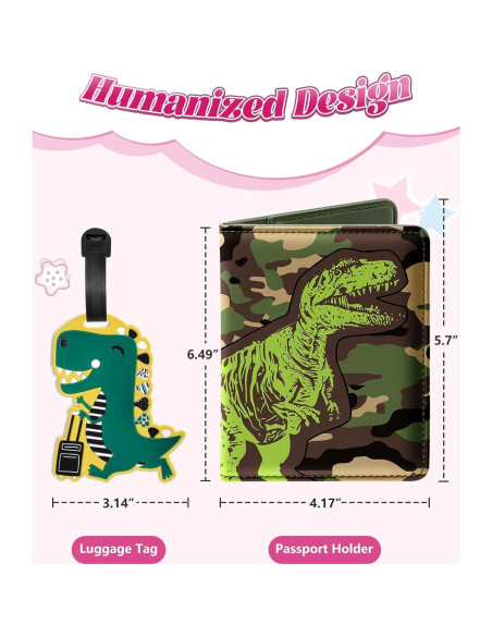 Porta Pasaporte y Etiqueta de Equipaje Slohif Dinosaurio Niños