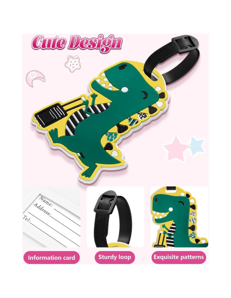Porta Pasaporte y Etiqueta de Equipaje Slohif Dinosaurio Niños