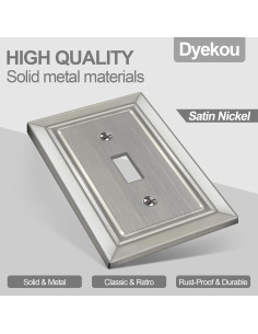 Placa de Pared de Metal Dyekou 1-Gang Níquel Satinado 2