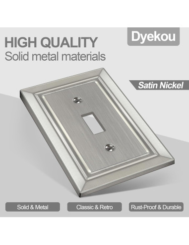 Placa de Pared de Metal Dyekou 1-Gang Níquel Satinado