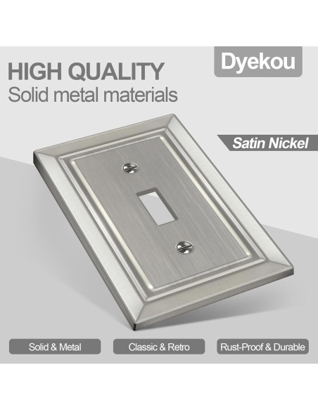 Placa de Pared de Metal Dyekou 1-Gang Níquel Satinado